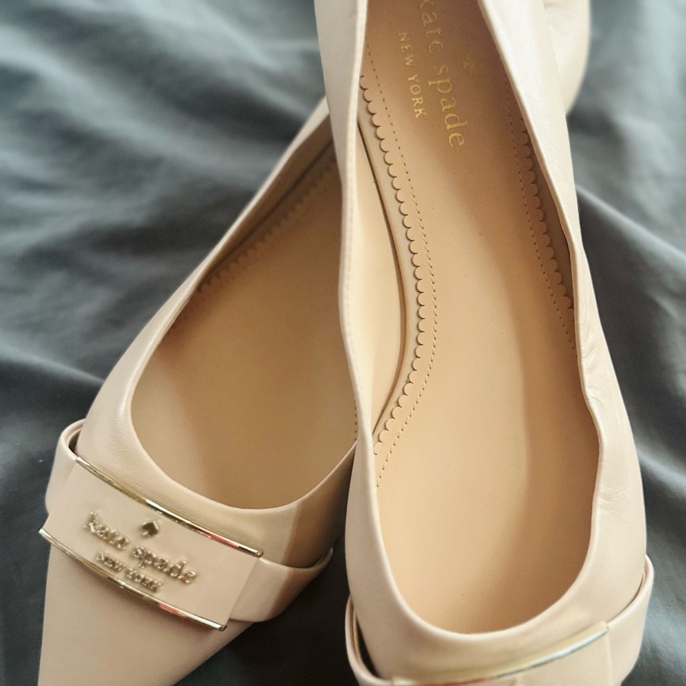 Kate Spade Women's Beige Flats with Gold Accent
